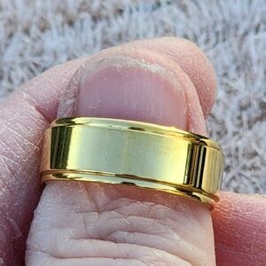 Gold Stainless Steel Ring 8mm Band Glossy Shiny